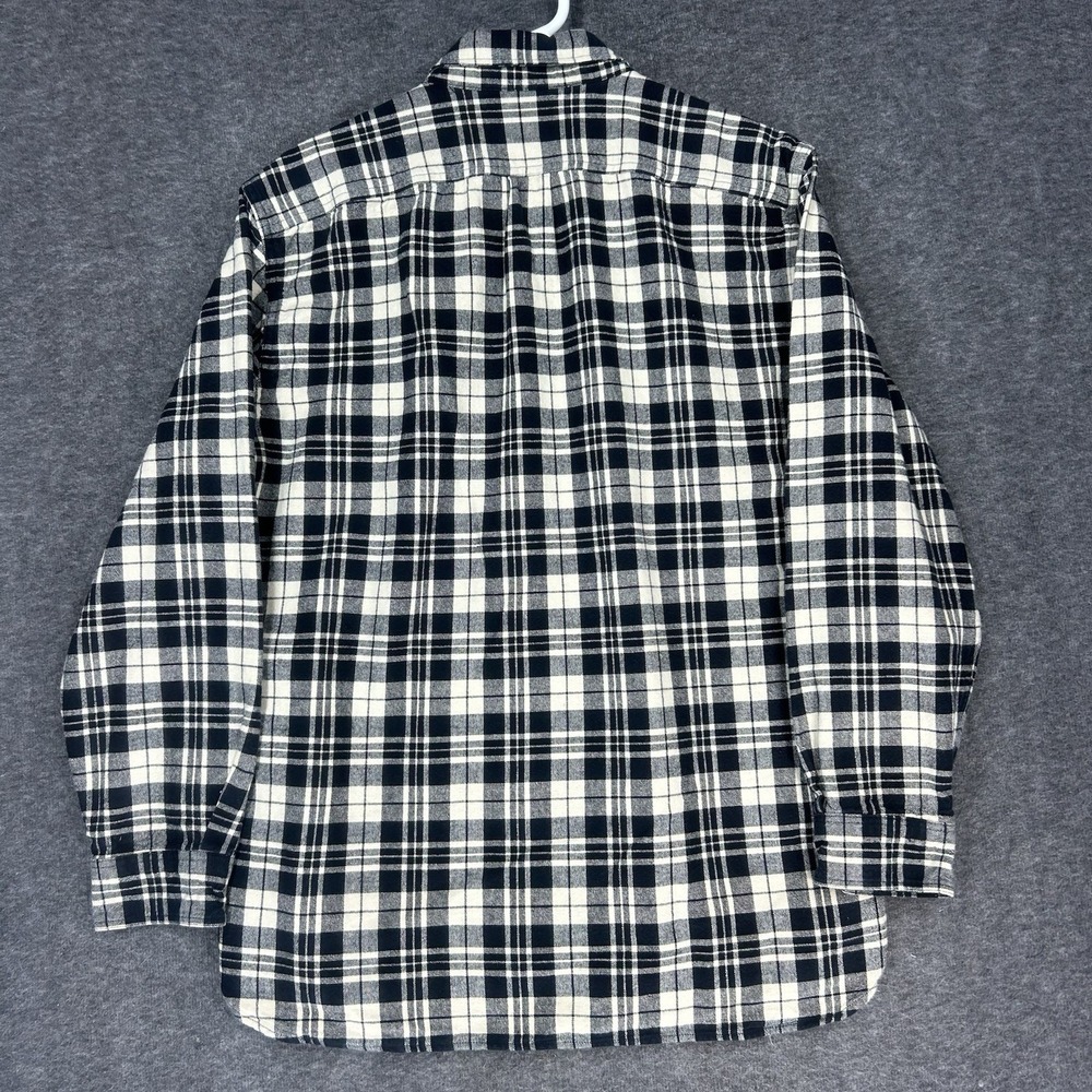 J. Crew Workshirt Mens Large Ivory black plaid Flannel Button Up Long Sleeve - Picture 11 of 12